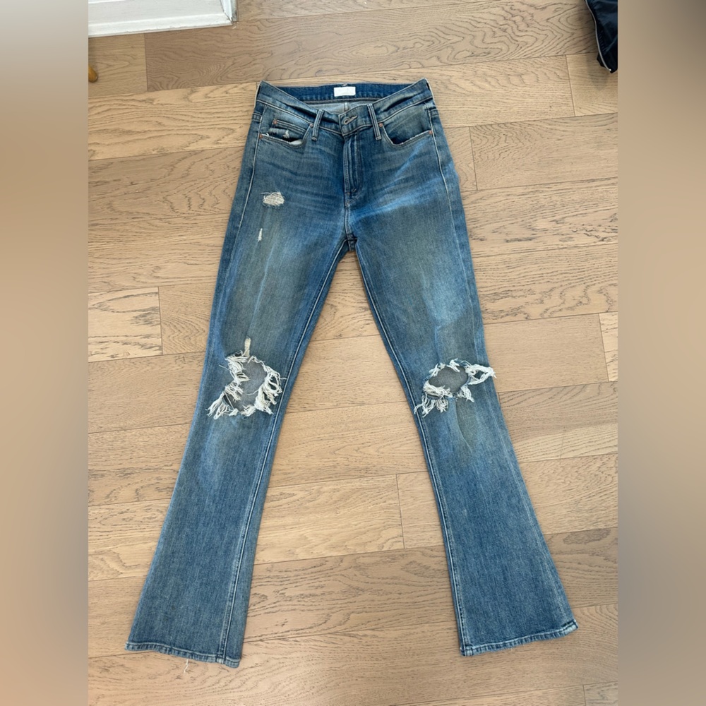 Distressed Blue Flare Jeans